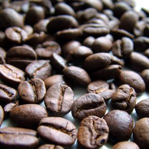 A closeup of brown coffee beans.