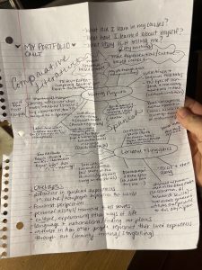 paper with notes on kristin's portfolio process