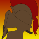 Warrior helmet with orange background