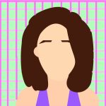 A graphic profile image provided by the student author of a person with mid-length, brown hair and a purple tank top.