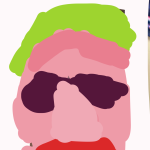 A graphic profile image of the author, depicting a person with lime green hair and sunglasses.