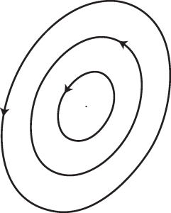 Figure 13.7. Sketch of the phase portrait of (13.5) when the origin is a (linear) center.