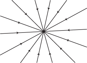 Figure 13.2 Sketch of the phase portrait of (13.5) when the origin is a stable star.