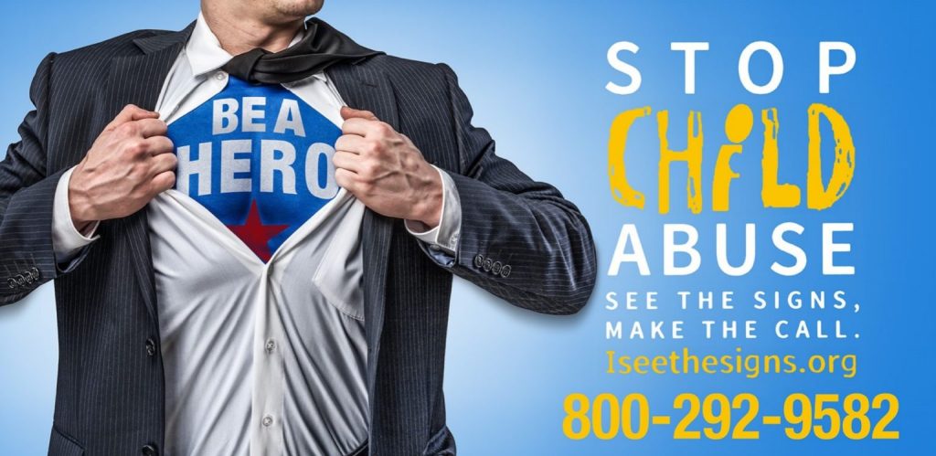 Image showing a public awareness poster that reads Stop Child Abuse