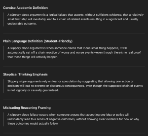 Screenshot of a portion of the author's ChatGPT transcript regarding definitions.