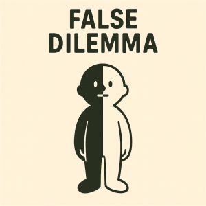Cartoon of a man in two halves: one black and one white.