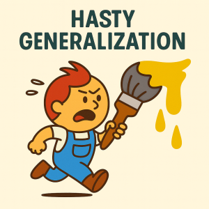 Cartoon of a man in overalls running with a huge, broad brush full of paint.