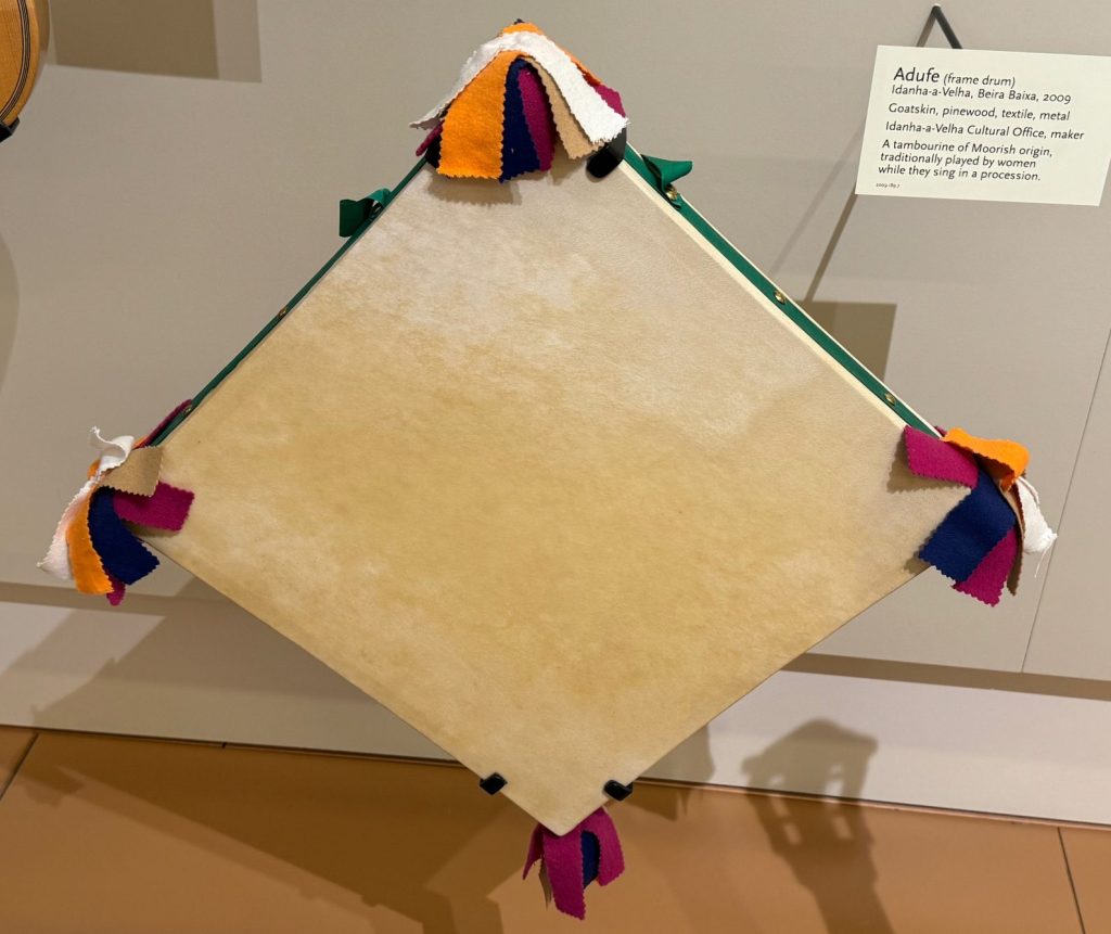 Square Portuguese drum with tassles on the corners