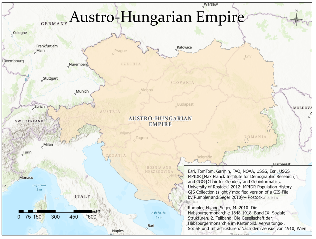 Map of the historical Austro-Hungarian Empire