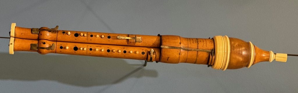 A musical instrument with two fingering tubes.