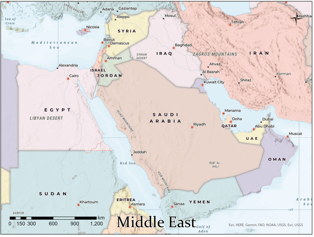 Figure 19.1: Map of the Middle East