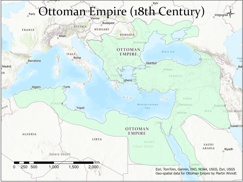 Figure 15.2: Map of the Ottoman Empire.