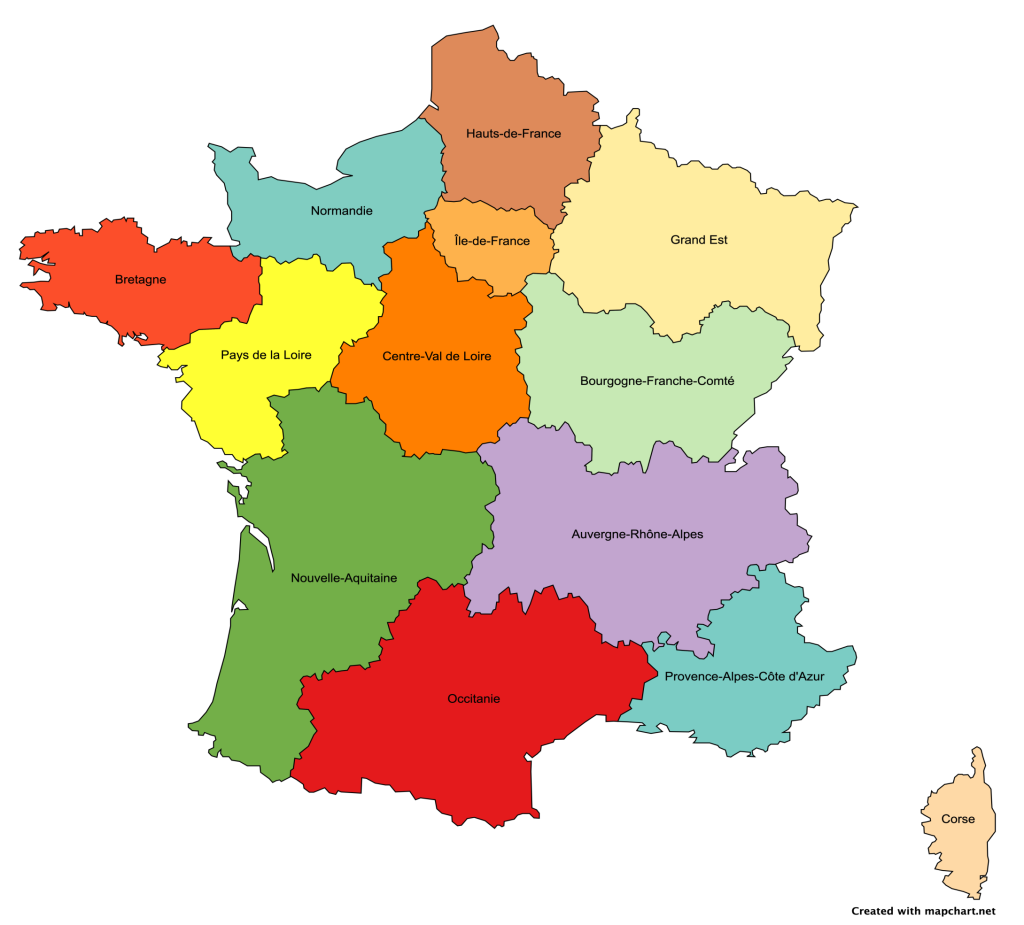 Map of the regions of France.