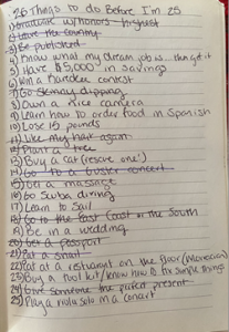 Author's list of 25 things to accomplish